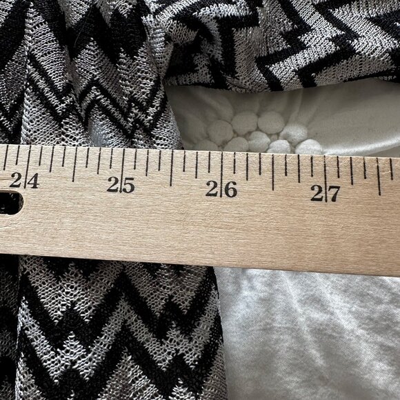 Susan Graver Women's Chevron Pattern Sheer Cardigan Jacket 2X Black Beige - Picture 6 of 10